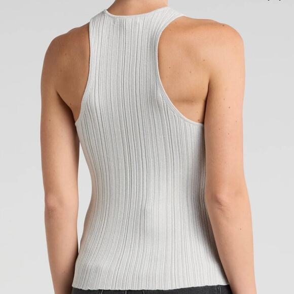 NWT Madewell Phoebe Snowy Silver Cutaway Ribbed Tank Size L - Picture 5 of 12